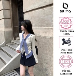 [Tặng Kẹp Tóc] Áo Thun Tăm Phối cổ Sơ Mi Caro,Áo Thun Tăm Thu Đông phong Cách Hàn Quốc BRIYO TD36